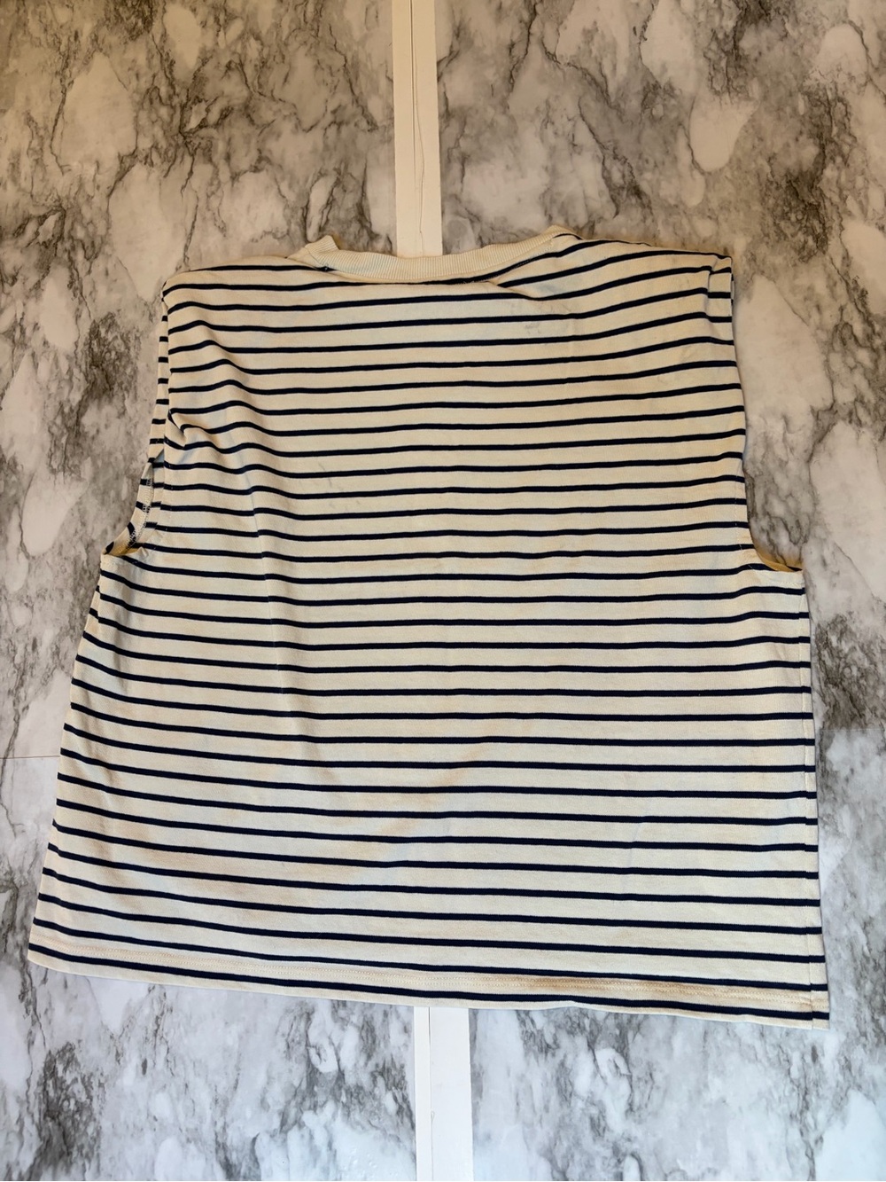 J. Crew Navy and White Striped Muscle Tee 100% cotton size L - Picture 7 of 8